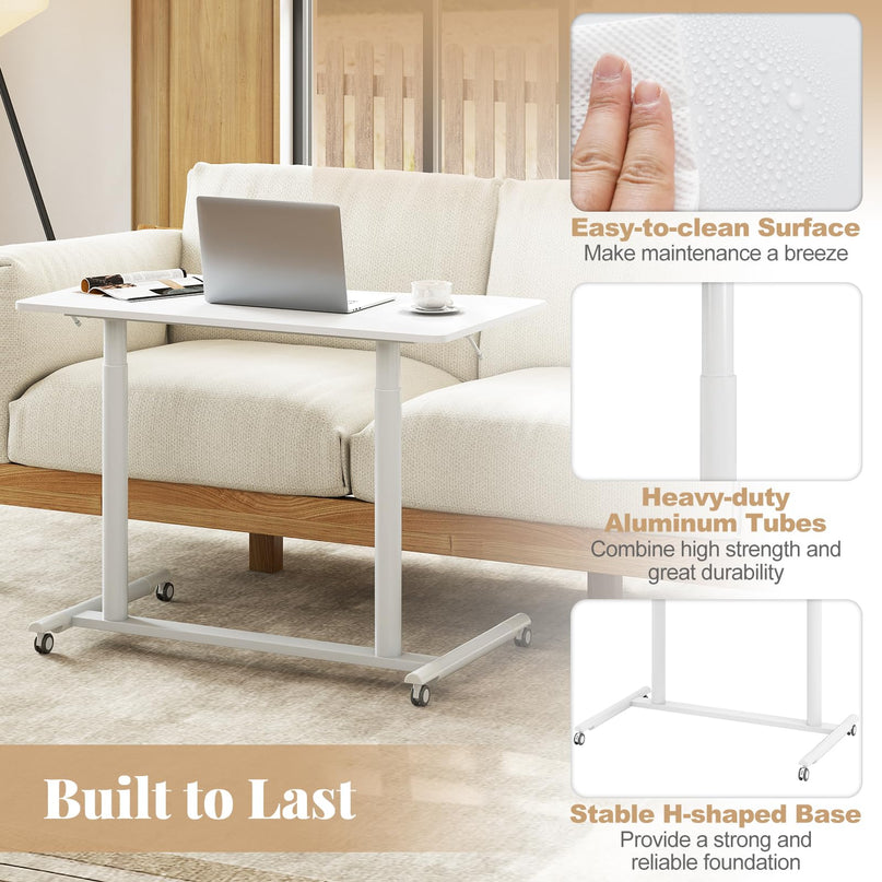 Giantex Mobile Standing Desk with Wheels & Aluminum Frame