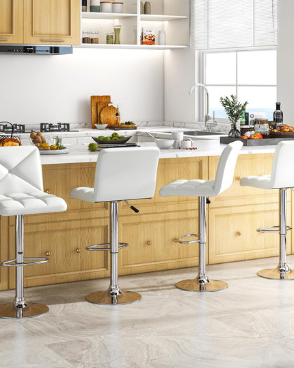Giantex Bar Stools Set of 2/4, Modern PU Leather Swivel Counter Height Bar Stools with Back