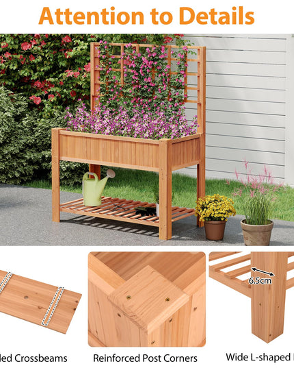 Giantex Wooden Elevated Planter Box with Legs and Drainage Holes for Climbing Plants