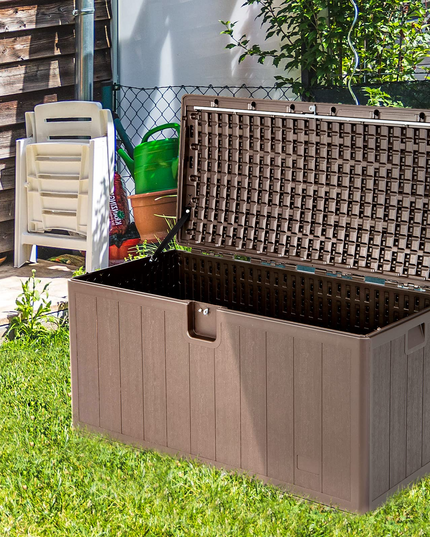 Outdoor Storage Deck Box Patio Bin - 105 Gallon Indoor/Outside Storage Box with Lockable Lid
