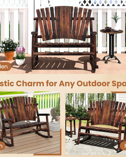Giantex 1/2 Pcs Outdoor Wooden Rocking Bench（51”x38”x46”）