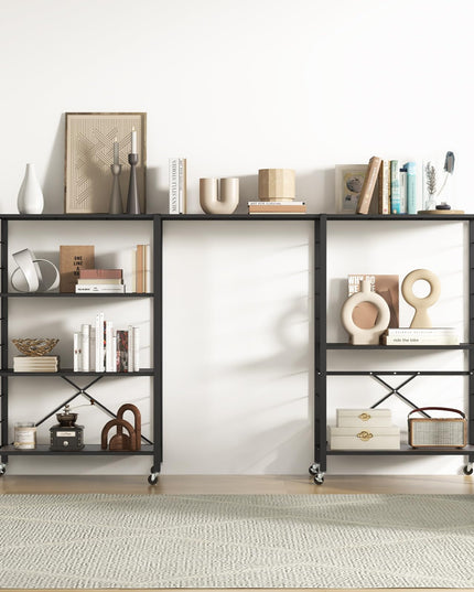 Giantex 4-Tier Folding Storage Shelf, Collapsible Shelving Unit w/Lockable Wheels & Adjustable Shelf