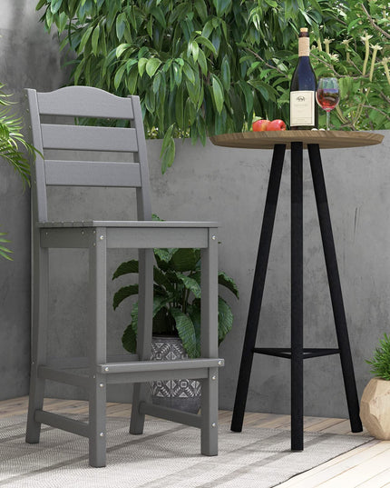 Giantex Outdoor HDPE Bar Stool, Patio Tall Bar Chair with Backrest and Footrest, 30 Inches Counter Height Barstools