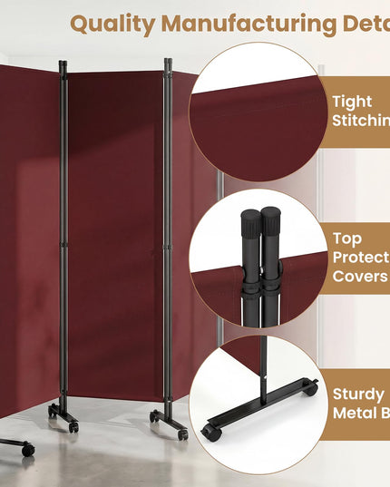Giantex 6 Panel Folding Room Divider on Wheels