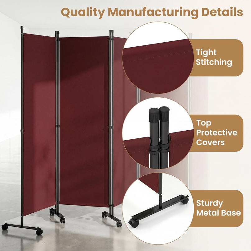 Giantex 6 Panel Folding Room Divider on Wheels