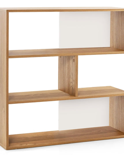 Giantex 3-Tier Bookshelf, Wooden Concave Bookcase for Small Space, Modern Freestanding Display Storage Shelves