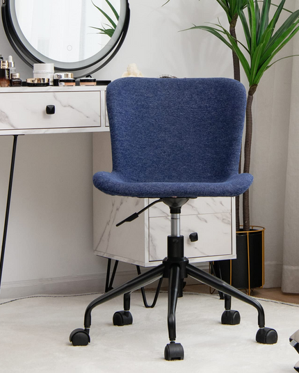 Giantex Home Office Chair with Wheels, Mid-Back Swivel Computer Chair Rolling Adjustable Linen Leisure Chair