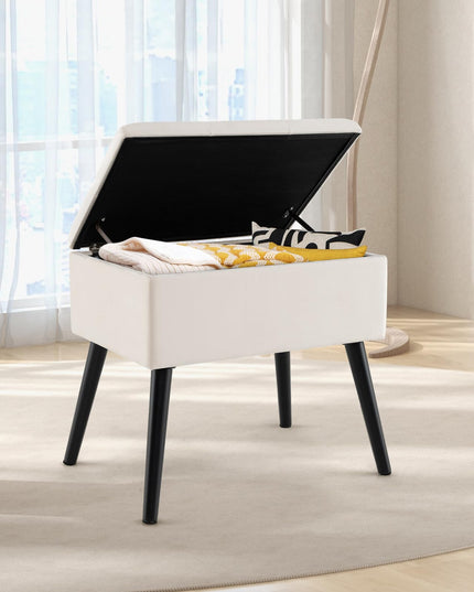 Giantex 20" Ottoman with Storage - Set of 1/2 Makeup Vanity Bench with Flip Top Storage