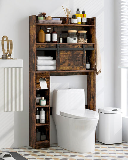 Giantex Over The Toilet Storage Cabinet, 6-Tier Freestanding above Toilet Rack with Gliding Door