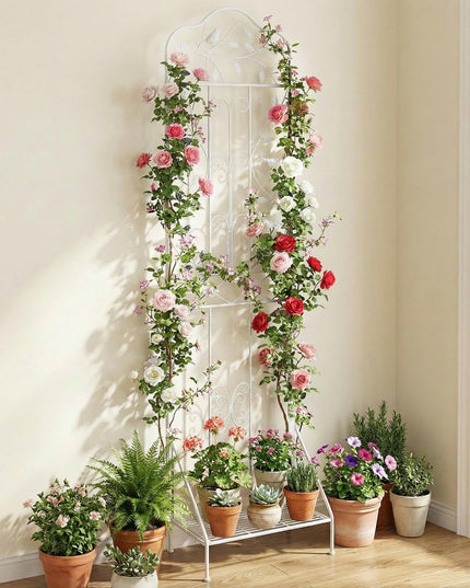 Giantex Metal Garden Trellis for Climbing Plants with Foldable Bottom Shelf (1/2)