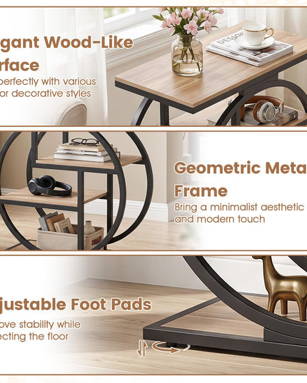 GIANTEX 4-Tier Narrow End Table with Storage & Geometric Metal Frame (1/2)