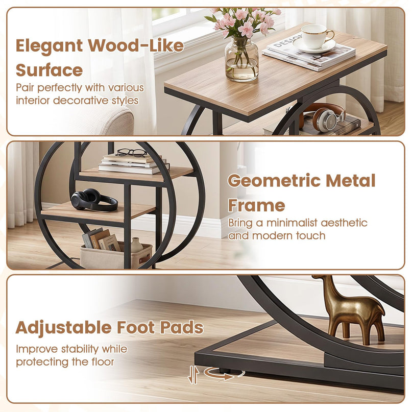 GIANTEX 4-Tier Narrow End Table with Storage & Geometric Metal Frame (1/2)