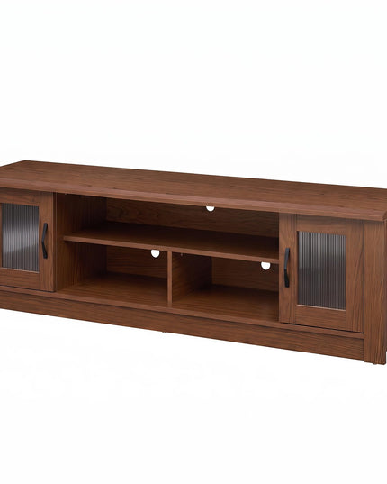 GIANTEX 63" Wooden Farmhouse TV Stand with 2 Fluted Doors