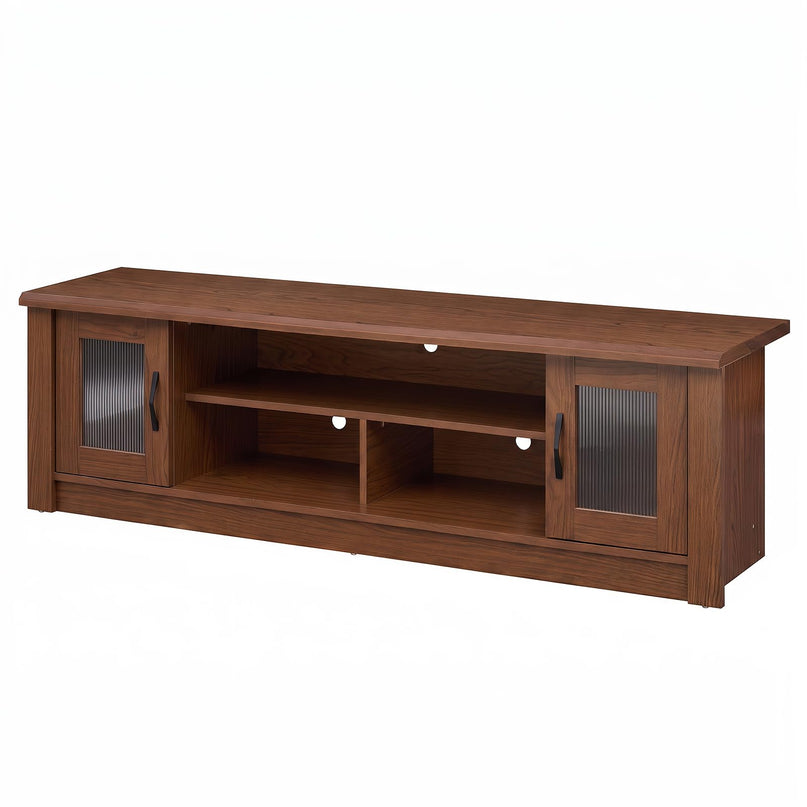 GIANTEX 63" Wooden Farmhouse TV Stand with 2 Fluted Doors