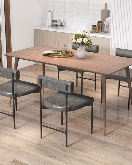 Giantex Dining Chairs, Faux Leather Upholstered Kitchen Side Chair with Padded Backrest and Cushion, Metal Legs
