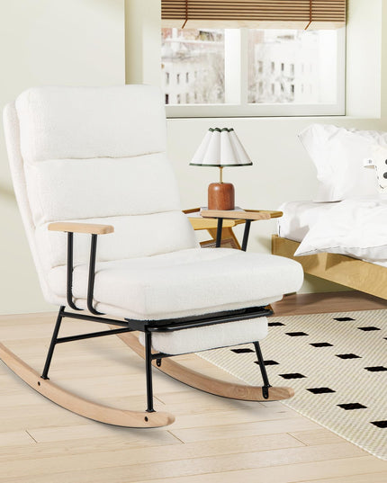 Giantex Rocking Chair Nursery Teddy Upholstered Rocker Chair