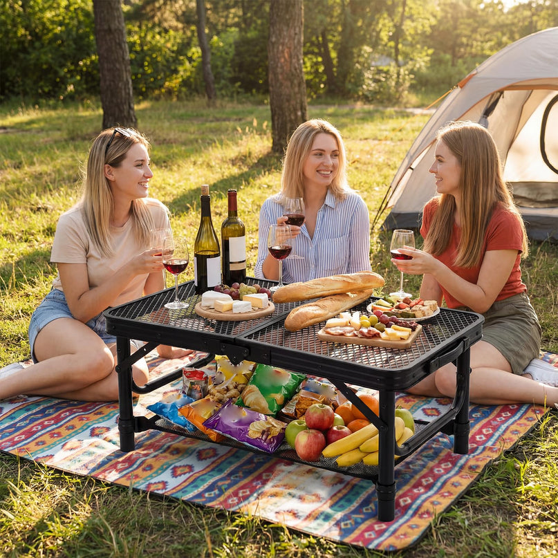 Giantex 2 FT Folding Camping Table Max 28" w/ 3 Adjustable Heights