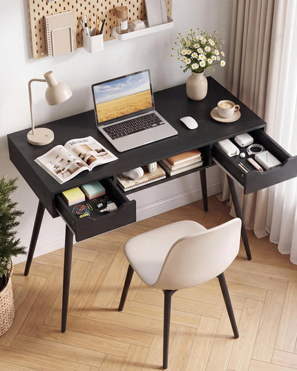 Giantex 42.5" Mid Century Modern Computer Desk with Drawers