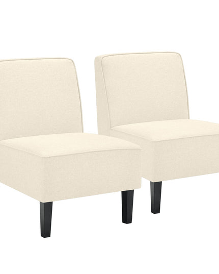 Giantex Upholstered Accent Chair Set of 2, Fabric Single Sofa Armless Accent Chair, Beige