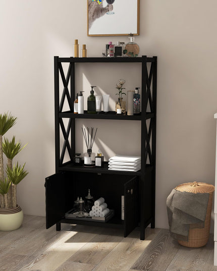 Giantex Storage Cabinet, Freestanding Storage Organizer with Open Shelves, Double Doors