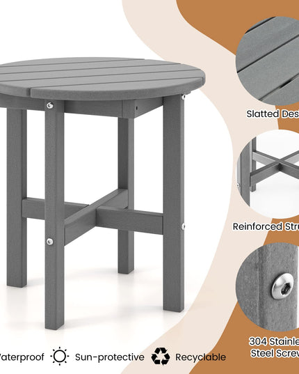 Giantex Small Outdoor Side Table - Weather-Resistant HDPE Adirondack Round End Table