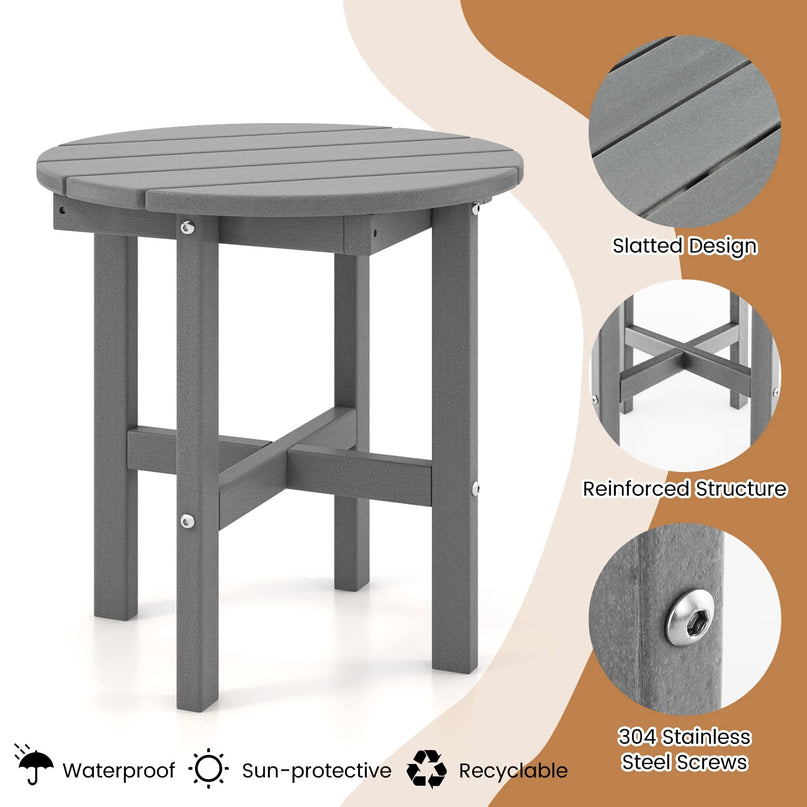 Giantex Small Outdoor Side Table - Weather-Resistant HDPE Adirondack Round End Table