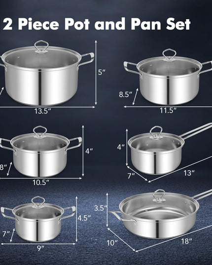 Giantex 12-Pcs Pots and Pans Set Non Stick, Non-toxic Kitchen Set w/Tempered Glass Lids & Stay-Cool Handles