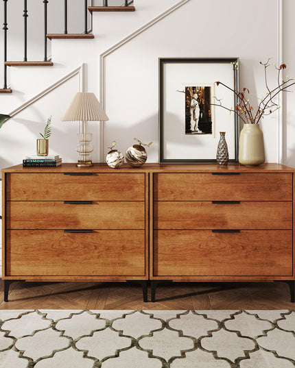 Giantex Dresser for Bedroom, Mid-Century Modern Storage Cabinet with Anti-Tip Kit, Multipurpose Clothes Organizer