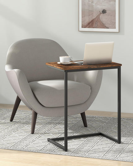 Giantex C Shaped End Table, 26.5" Slide-Under Couch Table for Laptop Coffee Snack
