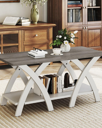 Giantex 40 Inch Rectangular Living Room Table with Open Display Area for Small Space