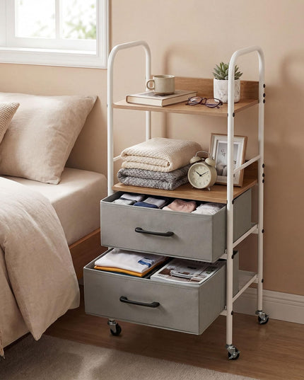 Giantex Utility Rolling Cart with Foldable Fabric Drawers