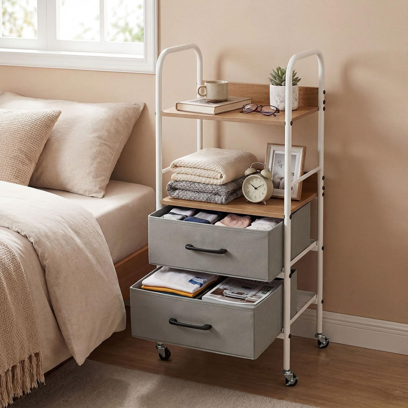 Giantex Utility Rolling Cart with Foldable Fabric Drawers