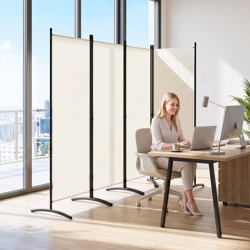 Giantex 4 Panel Room Divider, 5.6Ft Folding Screen, Home Office Freestanding Tall Partition