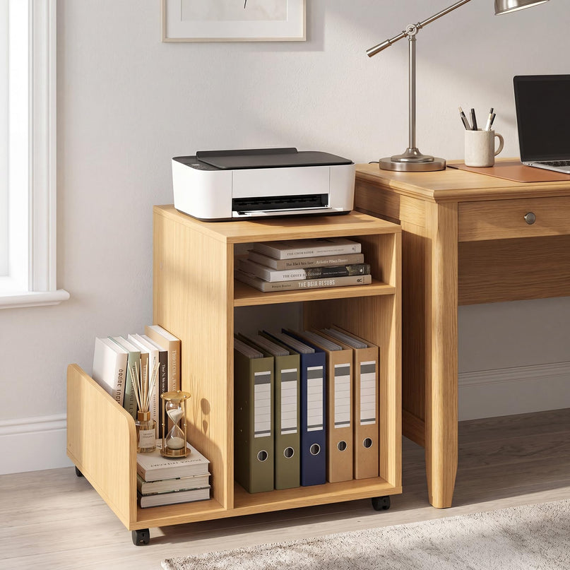 Giantex Rolling End Table with Storage 3-Tier Mobile Sofa Couch Side Table(1/2)
