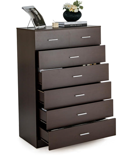 Giantex 7 Drawers Dresser for Bedroom - Wooden Chest of Drawers with Anti-toppling Device