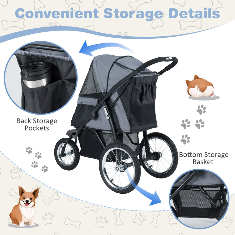 Giantex Dog Stroller for Small & Medium Dogs Cats Foldable Pet Stroller