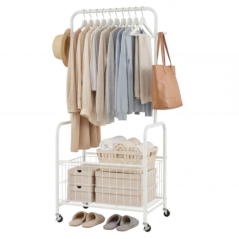 Giantex 35" Clothes Rack with Storage Basket