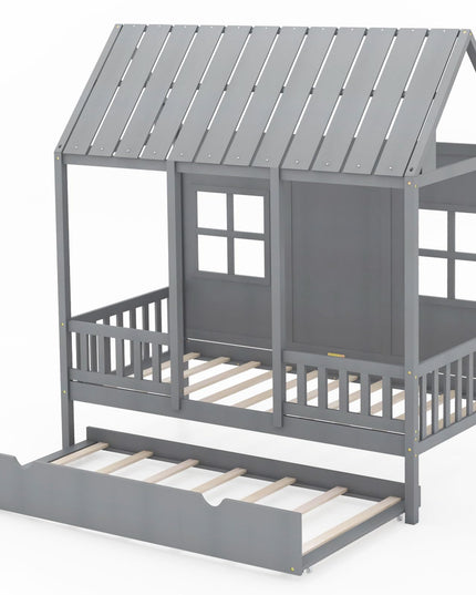 Giantex Twin House Bed with Trundle