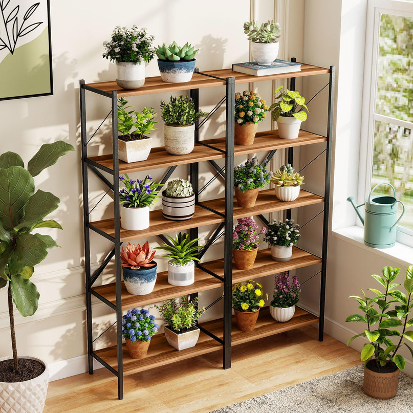 Giantex Industrial Bookcase with Heavy-Duty Metal Frame