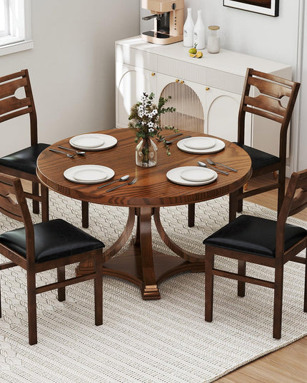 Giantex Wooden Dining Chairs Set of 2/4 PU Leather Upholstered Kitchen Armless Chair