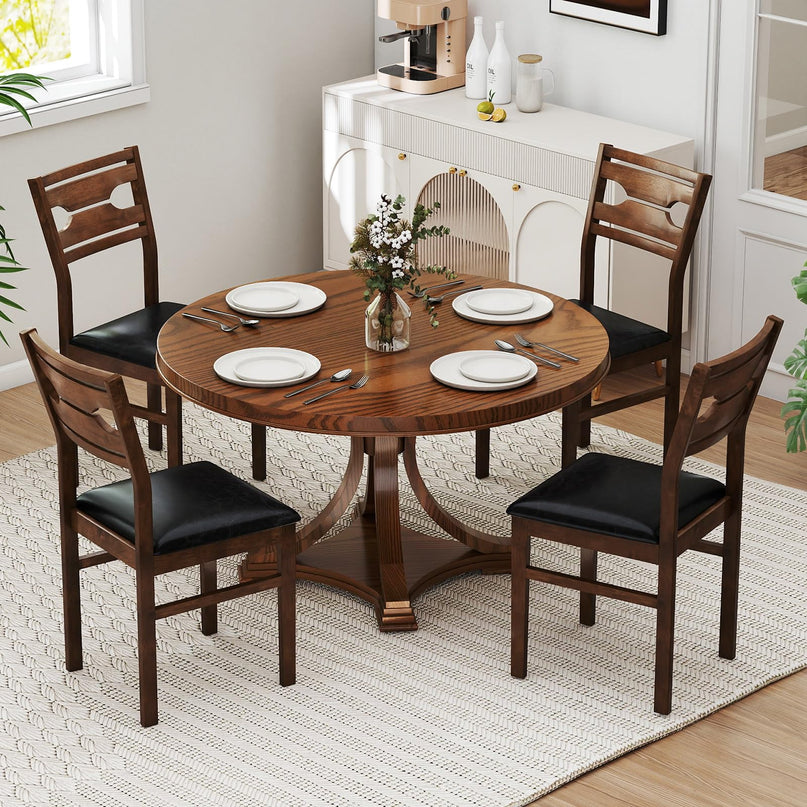 Giantex Wooden Dining Chairs Set of 2/4 PU Leather Upholstered Kitchen Armless Chair