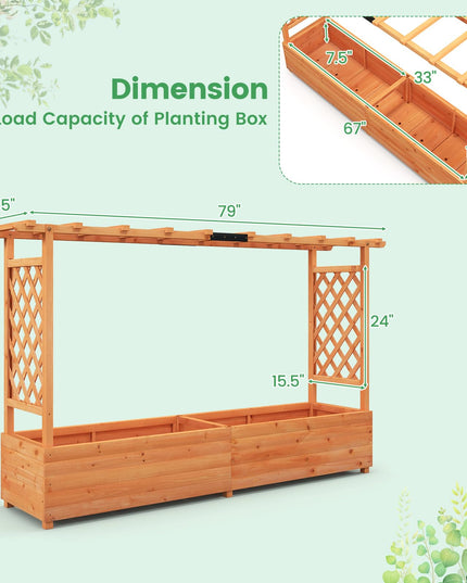 Giantex Raised Garden Bed with Trellis & Hanging Roof (79" x 17.5" x 45")