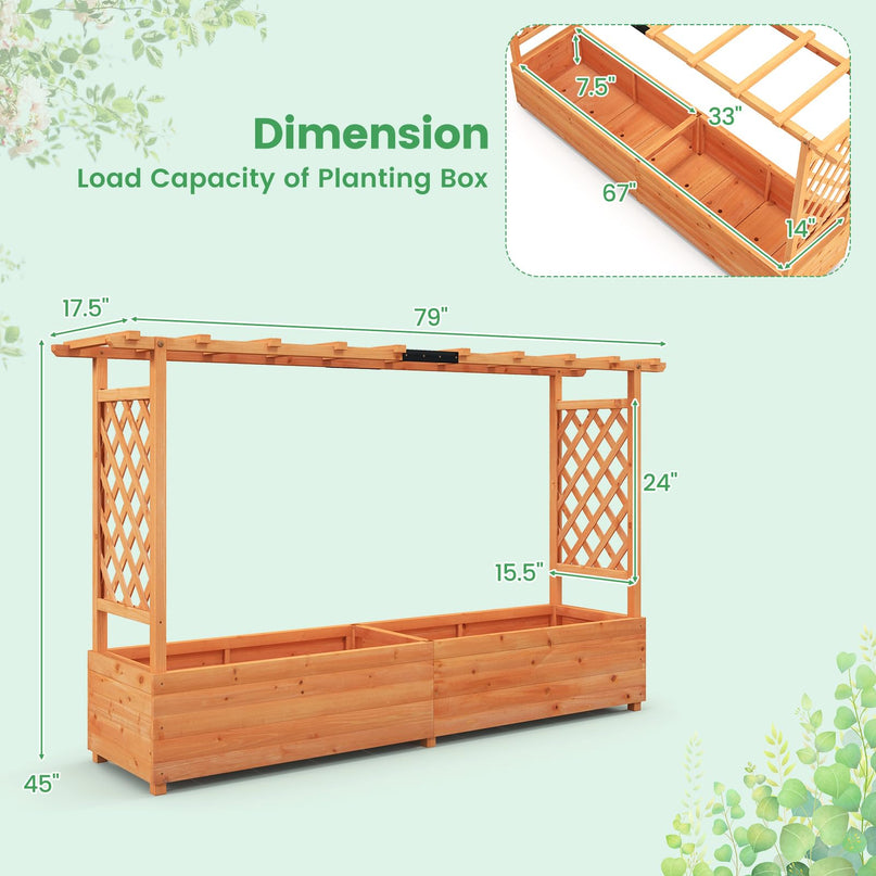 Giantex Raised Garden Bed with Trellis & Hanging Roof (79" x 17.5" x 45")