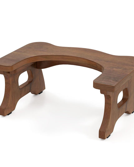 Giantex Teak Wood Toilet Stool - 7" Bathroom Squatting Stool