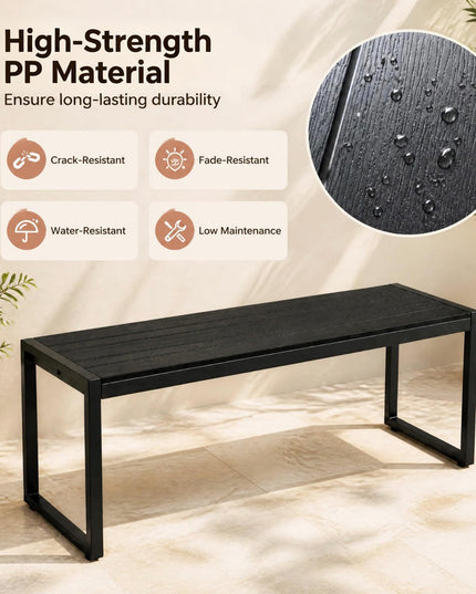 GIANTEX 48" Outdoor Bench with Heavy-duty Metal Frame & Slatted Seat for Entryway