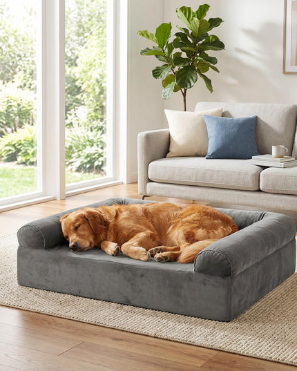Giantex 40 inch Reversible Memory Foam Dog Sofa Bed with 3-Sided Bolsters