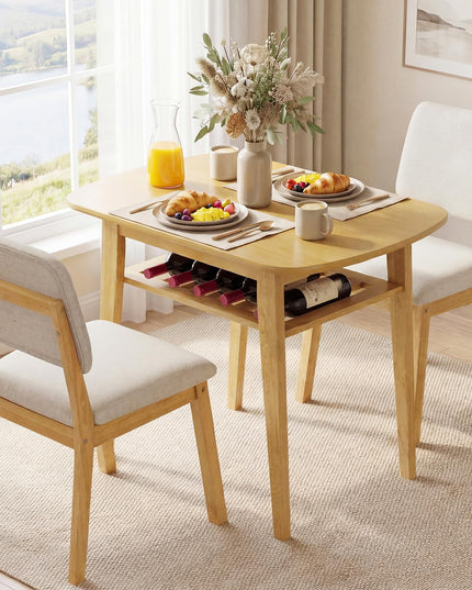 Giantex Dining Table Set for 2 | Space Saving Kitchen Table and Chairs Set w/Rubber Wood Frame