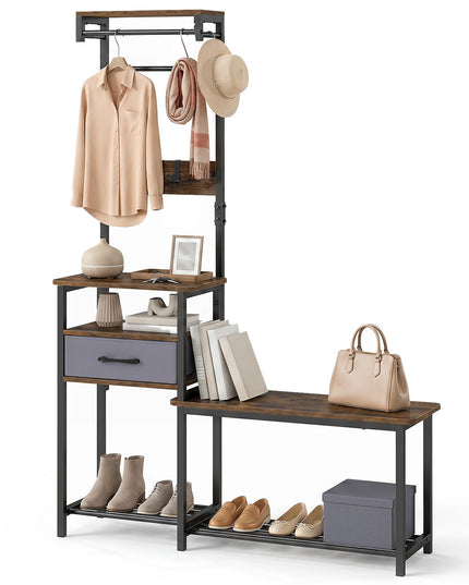 Giantex 7-in-1 Hall Tree with Bench and Shoe Storage