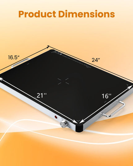 Plateau chauffant électrique Giantex 53 x 40 cm - Serveur de buffet et chauffe-plat en verre trempé