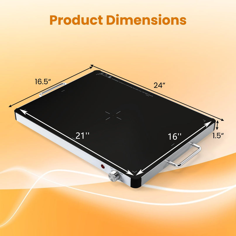Giantex Electric Warming Tray 53 x 40 cm - Tempered Glass Buffet Server & Food Warmer